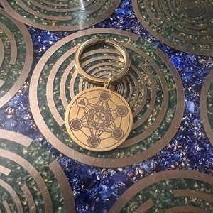 Pendentif de protection de sac Cube de Metatron, plaqué or