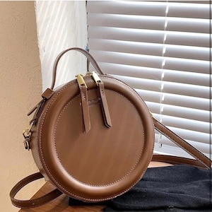 Brown Round Handbag | Elegant Vintage-inspired bag for Women
