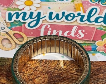 Vintage Malachite Stainless Steel Expansion Band Bracelet