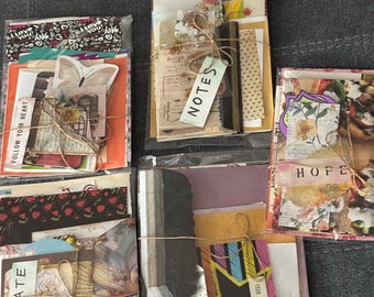 Junk Journal Mystery Grab Bag, 30-35 Piece Ephemera Scrap Pack, Vintage Paper Crafts, Collage & Scrapbooking Supplies