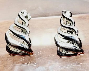 Napier Vintage Silver Tone Twisted Clip On Earrings