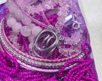 Pink & Silver Costume Jewelry Mystery Bag: 90s-Modern, 10-12 Pieces