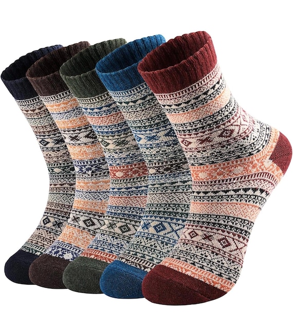 5 Pairs Knit  Socks: Soft Winter Warm Socks