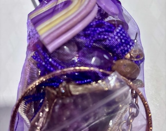 Purple and Gold tone surprise Mystery Jewelry bag Vintage & Modern Costume Jewelry | Bulk, Destash, Wearable Lot,10/12 pieces