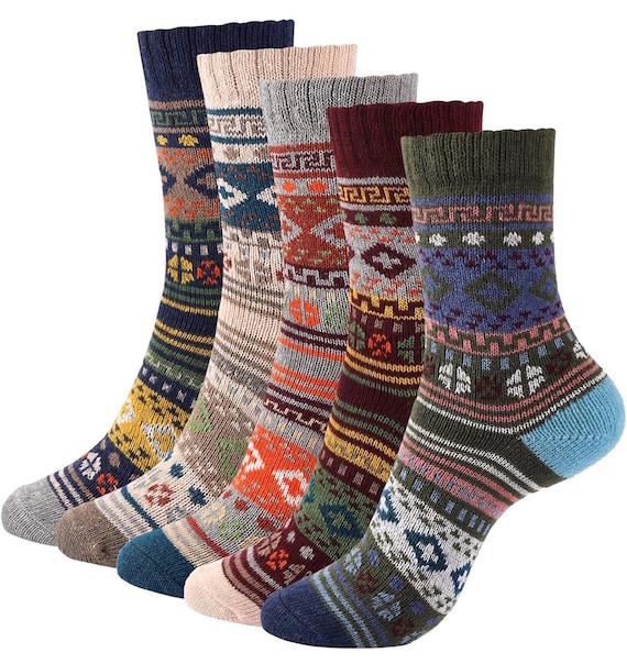 5 Pairs Knit  Socks: Soft Winter Warm Socks