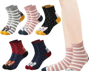 Crew Socks for Women,Cat  Casual Sock, Patterned Novelty Comfortable Ankle Socks Free Size
