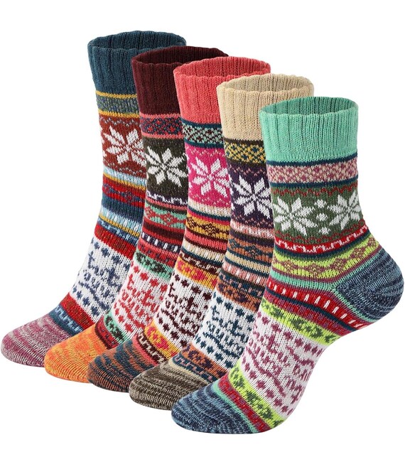 5 Pairs Knit Socks: Soft Winter Warm Socks