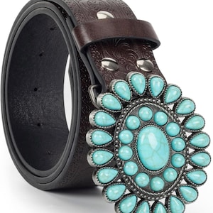Turquoise Studded Leather Belt - Etsy display picture 3
