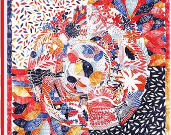 Floral Silk Feel Scarf: Large Square Hair Wrap (35 inch)