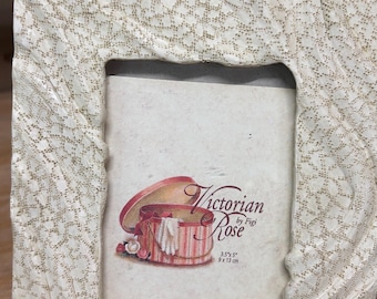 Victorian Rose Lace Photo Frame with Boots Topper, Shabby Chic Decor (3.5 x 5)