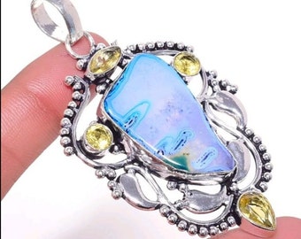 Handcrafted Solar Agate ,Citrine Pendant