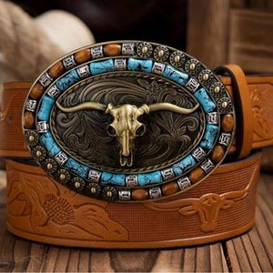 Leather Belts Longhorn for Buckles Women - Etsy display picture 1