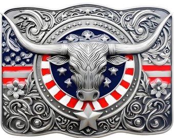 Western Cowboy Belt Buckle Longhorn Texas Bull Horse Buckles for Men Women