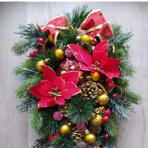 Weihnachtsstern Girlande: Elegante Träne Türdeko