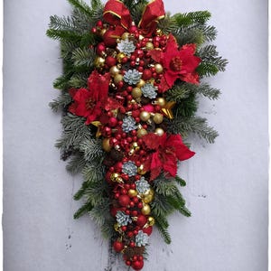Weihnachtsstern Weihnachten Swag: Rotgold Träne Türdeko