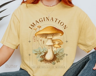 Vintage Mushroom Comfort Colors® T-Shirt for Mushroom Lovers, Whimsical Cottagecore Mushroom Shirt with Hippie Mushroom, Nature Lovers Gift