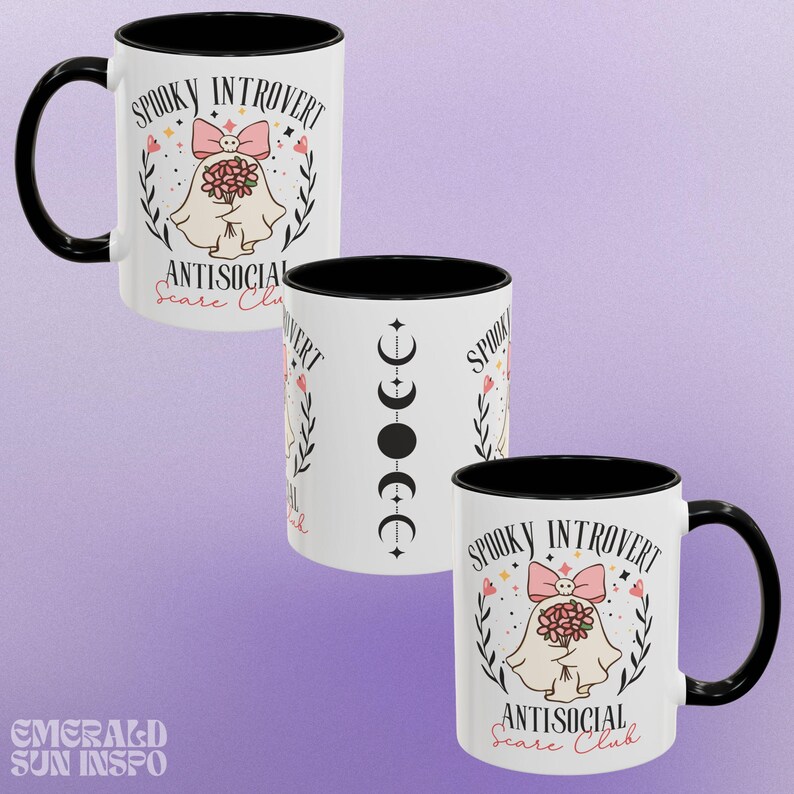 Spooky Introvert Antisocial Scare Club Accent Coffee Mug (11, 15oz ...