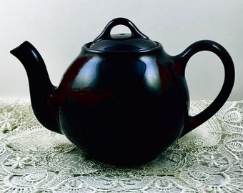 Hall Black Teapot, Lipton's Tea Company, Dramatic Black, Shiny Glazed Finish, Teapot Vase, Dad Teapot, Harvest Dining Decor, Gift for Him