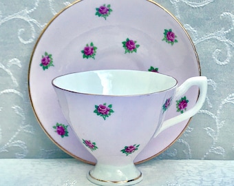 Pink Floral Tea Cup Set with Pink Roses, English Fine Bone China, Tea Party Decor, Gold Trim, Bridal Tea Party, Baby Girl Shower Tea