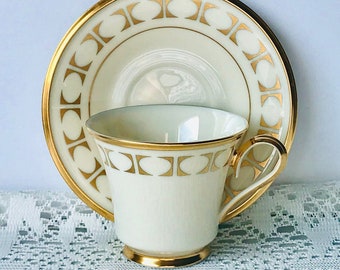 Lenox Tempo Tea Cup with Gold Design & Trim, Formal Dinner Party, Replacement China, Collectible Tea Cup, Tea Party Decor, Elegant Tableware