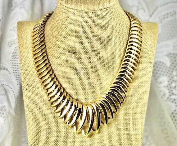 Monet Gold Necklace, Triple Gold-Plated Flexible … - image 1
