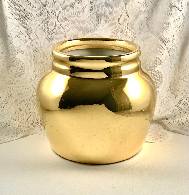 Hall Gold Centerpiece 22 Carat Gold Vase With Handle 50th Etsy