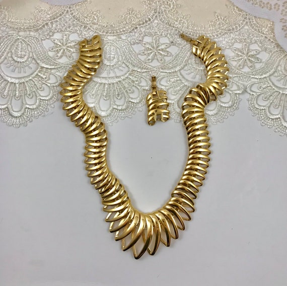 Monet Gold Necklace, Triple Gold-Plated Flexible … - image 6