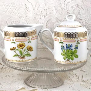 Botanical Creamer & Sugar Bowl Set by Georges Briard: Floral Pot Pourri, Victorian Gardens, Tea Party Decor