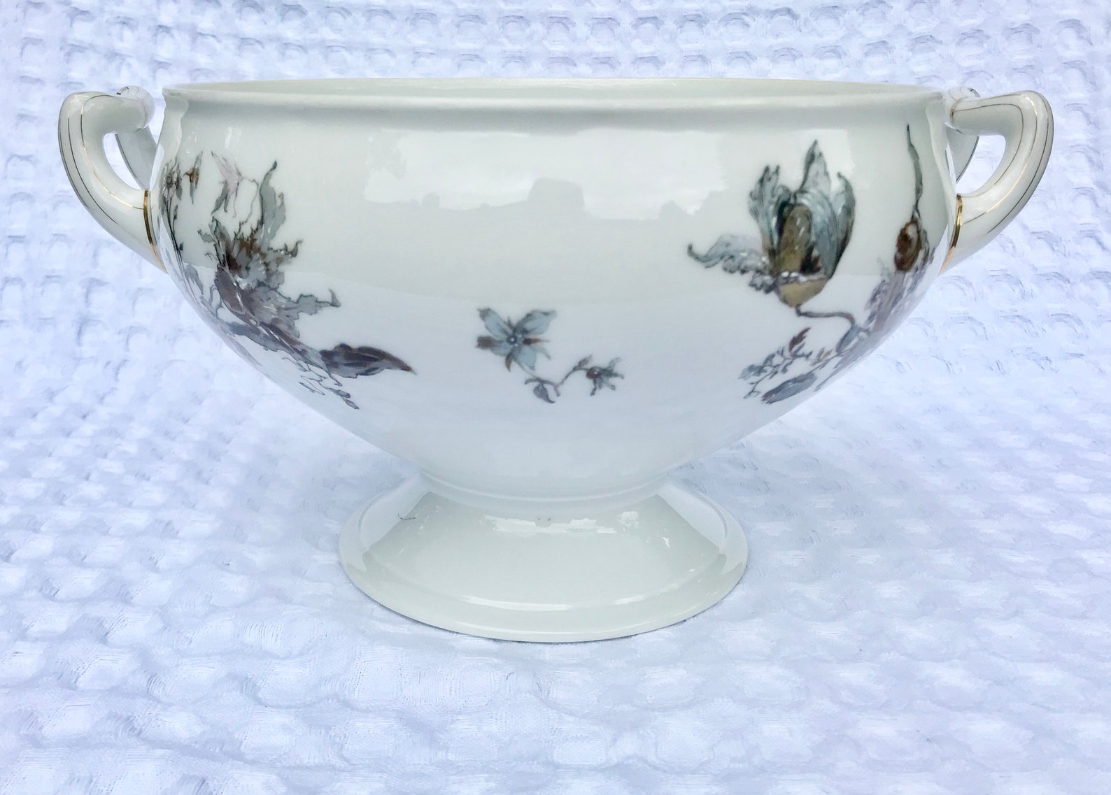 Limoges Antique Pedestal Bowl Large Porcelain Serving Bowl Etsy