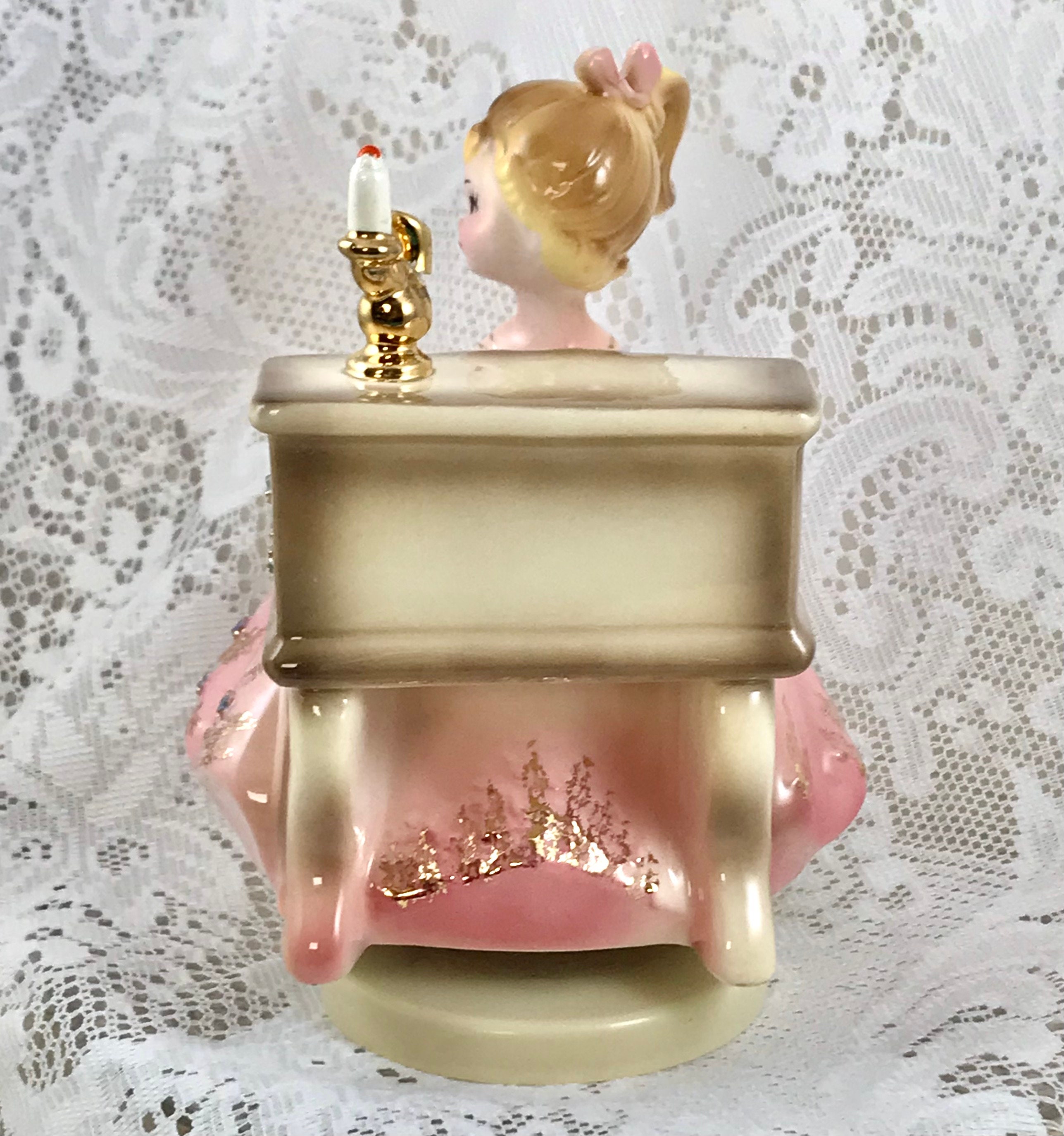 Girl Pianist Music Box by Josef Originals: Revolving