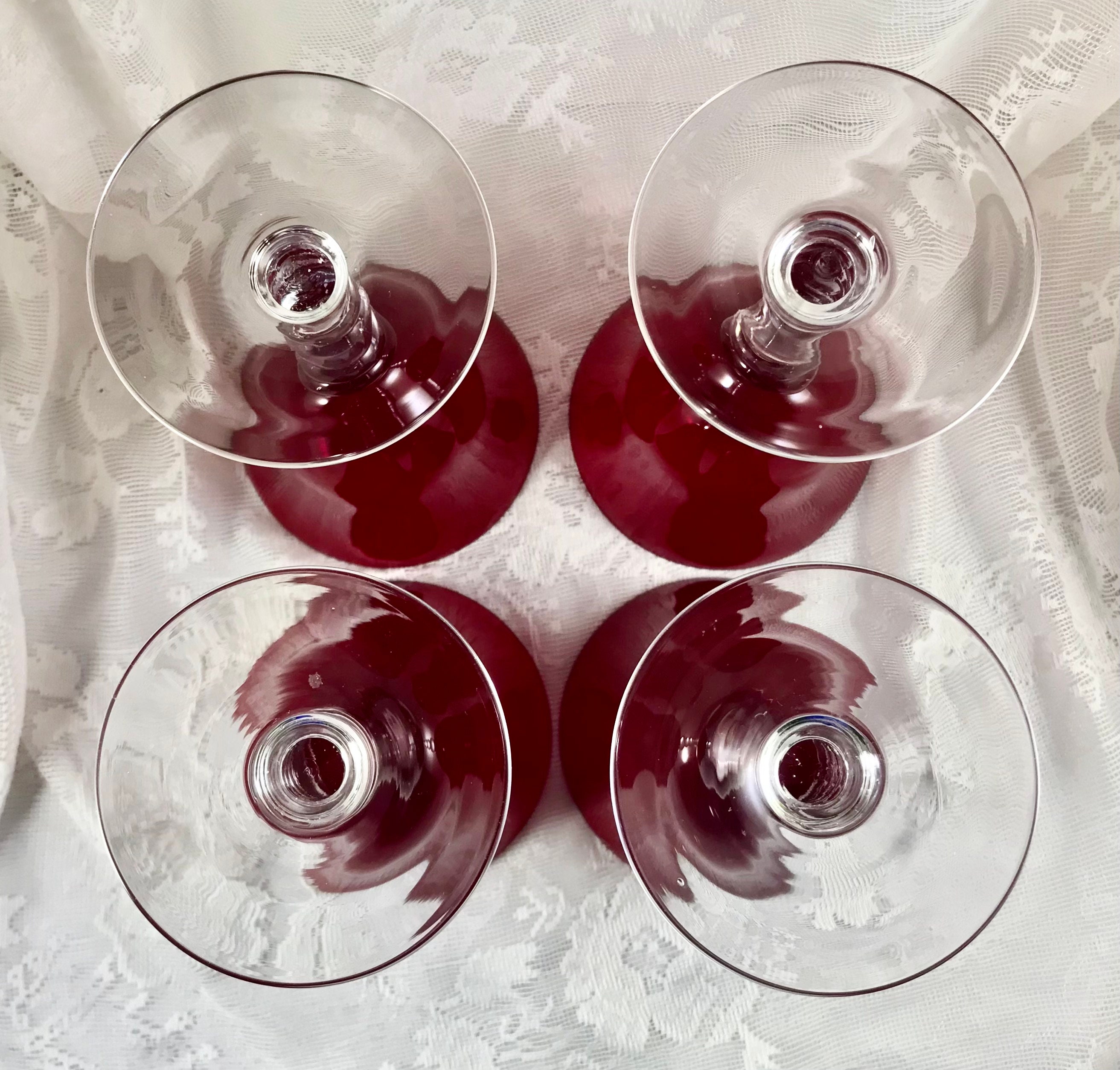 Red Crystal Goblets, Set of 4 Crystal Wine Glasses, Vintage 5-ball Stem  Glasses, Ruby Red and Clear Crystal Barware, Holiday Table Decor - Etsy, image size:2625x2508