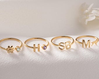 Dainty Double Initial Ring