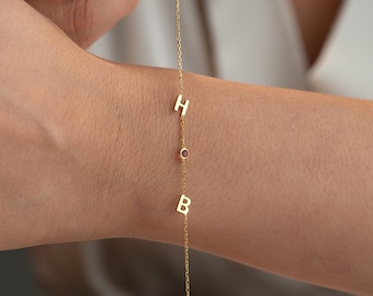 Initial Birthstone Bracelet