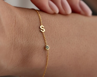 Initial Birthstone Bracelet