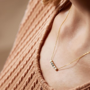 14K Gold Family Birthstone Necklace for Her - Perfect Gift for Mothers Day - Christmas Gift - Gift for Her - Aquamarine Necklace