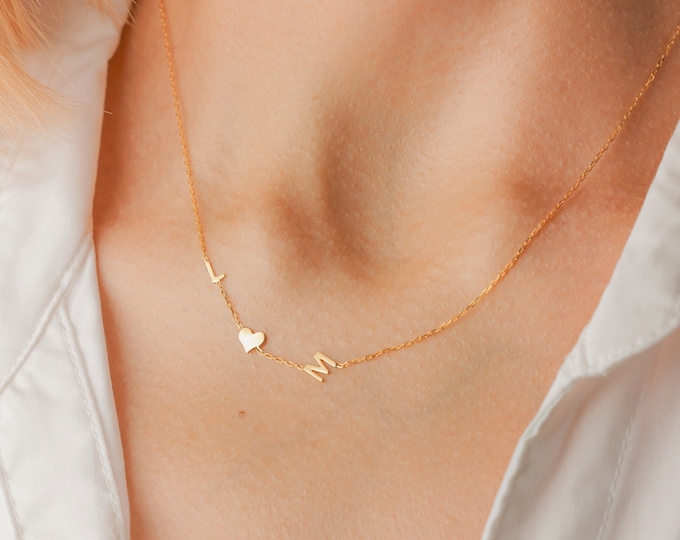 Sideways Necklace, Initial Necklace, Letter Necklace, Thanksgiving, Holidays Gifts Necklace, Excellent Gift to Your Mom, Minimalist