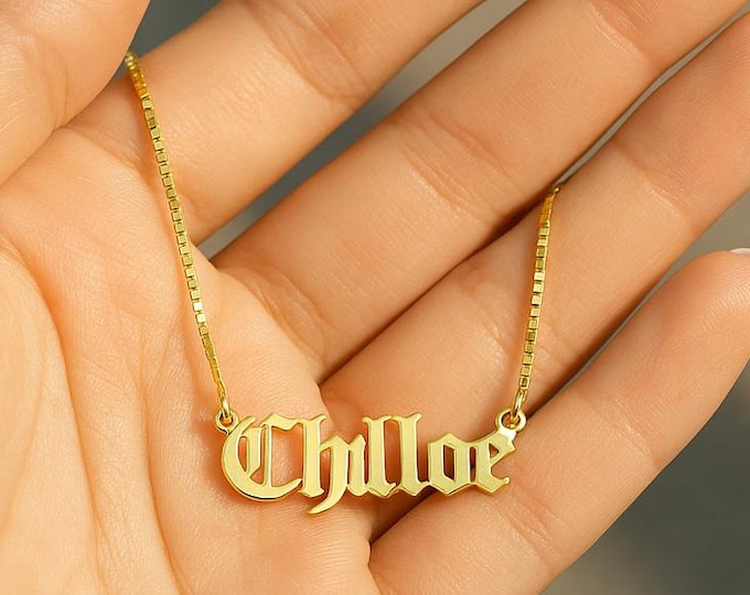 Old English Name Necklace