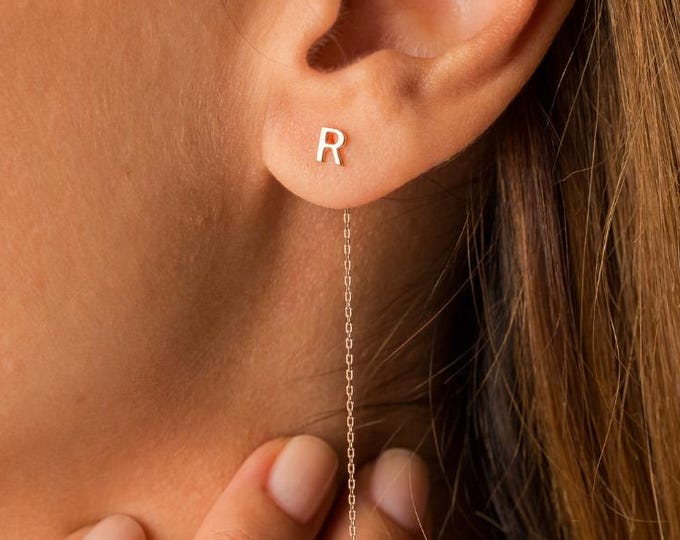 Letter Charm Threader Earrings