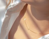 Two Letters Necklace - Sideways - Gold Necklace - Name Jewelry - Personalized Gift - Two or More Letters - Name Necklace - Sideways