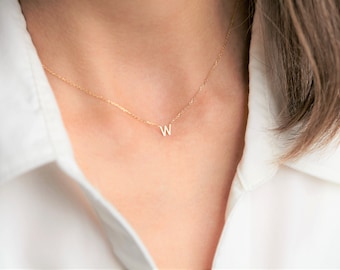 Bridesmaid Gift gold letter necklace Ximen gold plated Tiny Gold Initial Necklace Gold Letter Necklace tiny letter Gold Initial Jewelry