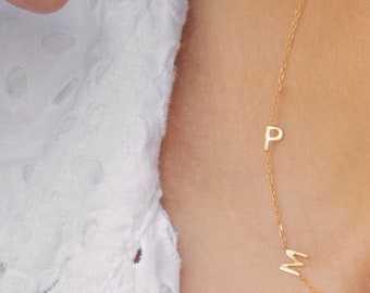 14K Gold Sideways Letter Necklace