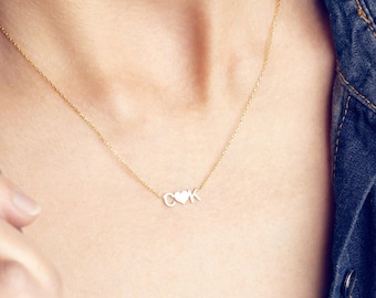 Personalized Necklace Attached Letters - Initial Necklace - Holidays Gifts - Minimalist Look - Wife Gifts -  Mothers Day Gift for Her