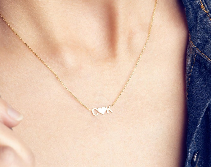 Personalized Necklace Attached Letters - Initial Necklace - Holidays Gifts - Minimalist Look - Wife Gifts - Gift For Mom - Christmas Gift