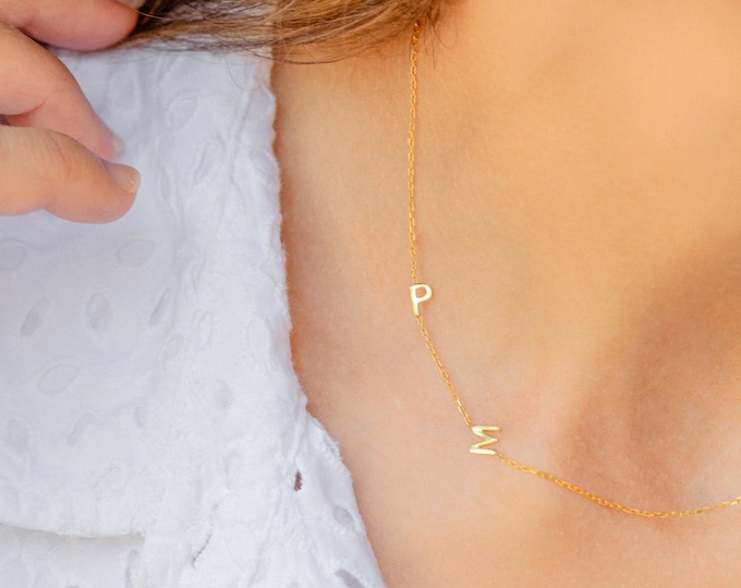 Custom Initial Sideways Necklace - Personalized Jewelry for Her - Mom, Wife, Girlfriend Gift - Birthday, Mother's Day Gift - Gift for Her