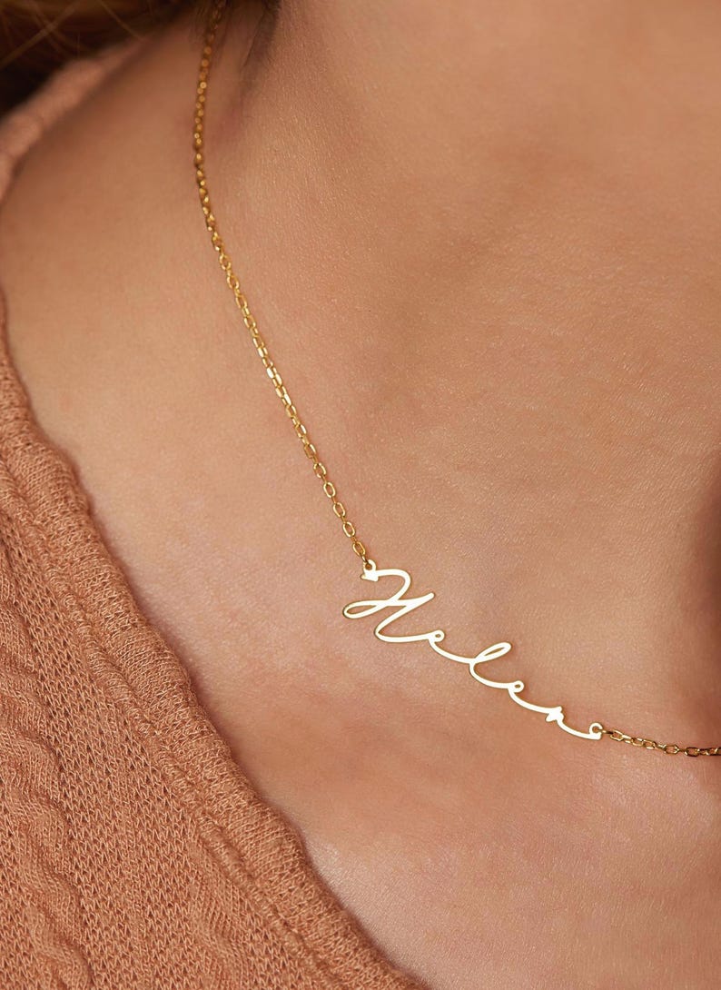 Collana con nome personalizzato, collana con nome personalizzato, regalo per lei, regalo per la festa della mamma, regalo di Natale, collana con targhetta personalizzata per la mamma immagine 1