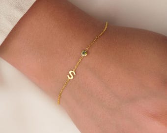 Initial Birthstone Bracelet