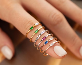 Double Baguette Custom Birthstone Ring