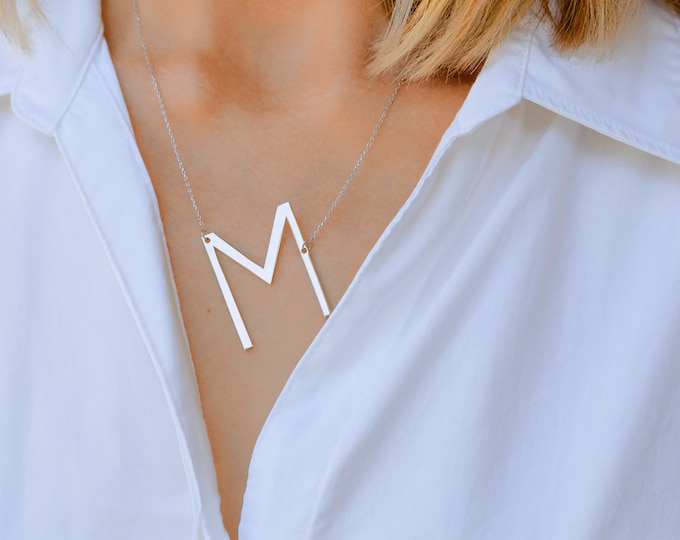 Personalized Large Initial Necklace- Custom Initial - Letter Necklace - Letter Jewelry - Gift Mom - Girlfriend Gift - Birthday Gift