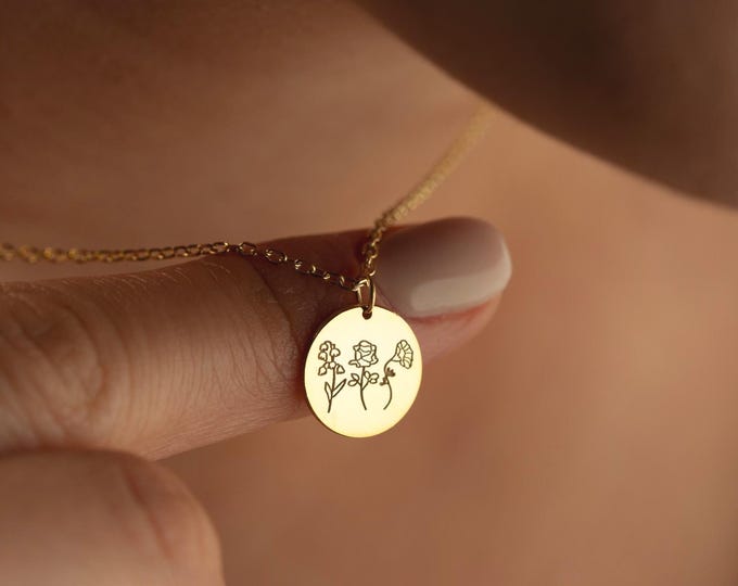Birthflower Disk Necklace