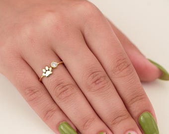 Birthstone Paw Ring